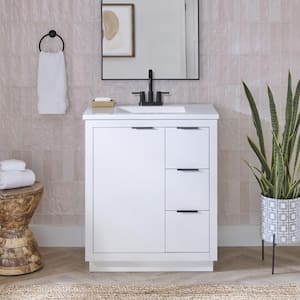 Harlock 31 in. W x 19 in. D x 35 in. H Single Sink Free Standing Bath Vanity in White with White Cultured Marble Top