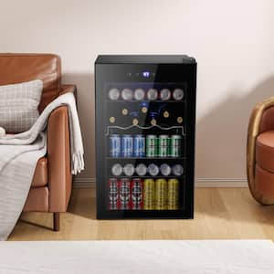 20.28 in. W Single Zone 37-Bottle or 145-Can Beverage and Wine Cooler in Black