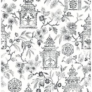 Grey Helaine Pagoda Wallpaper Sample