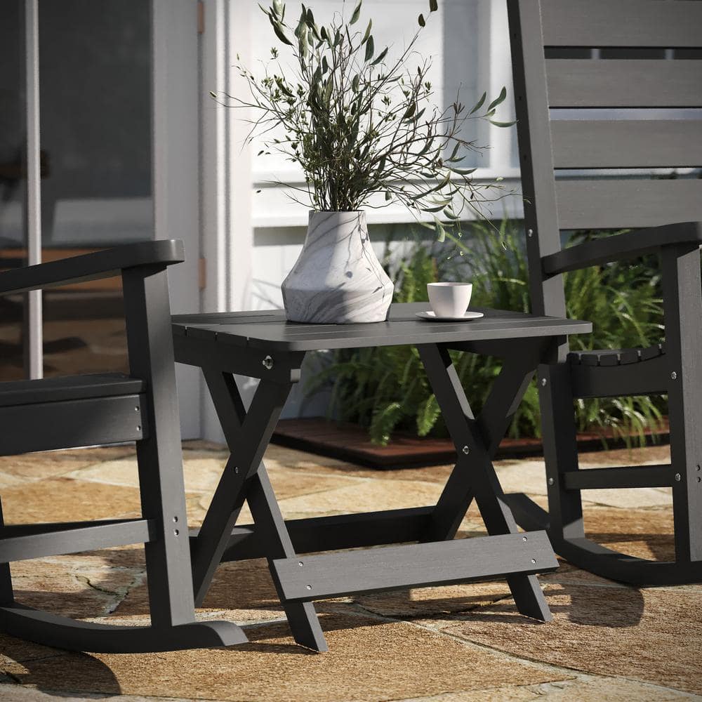 Gray HDPE Folding Adirondack Outdoor Side Table