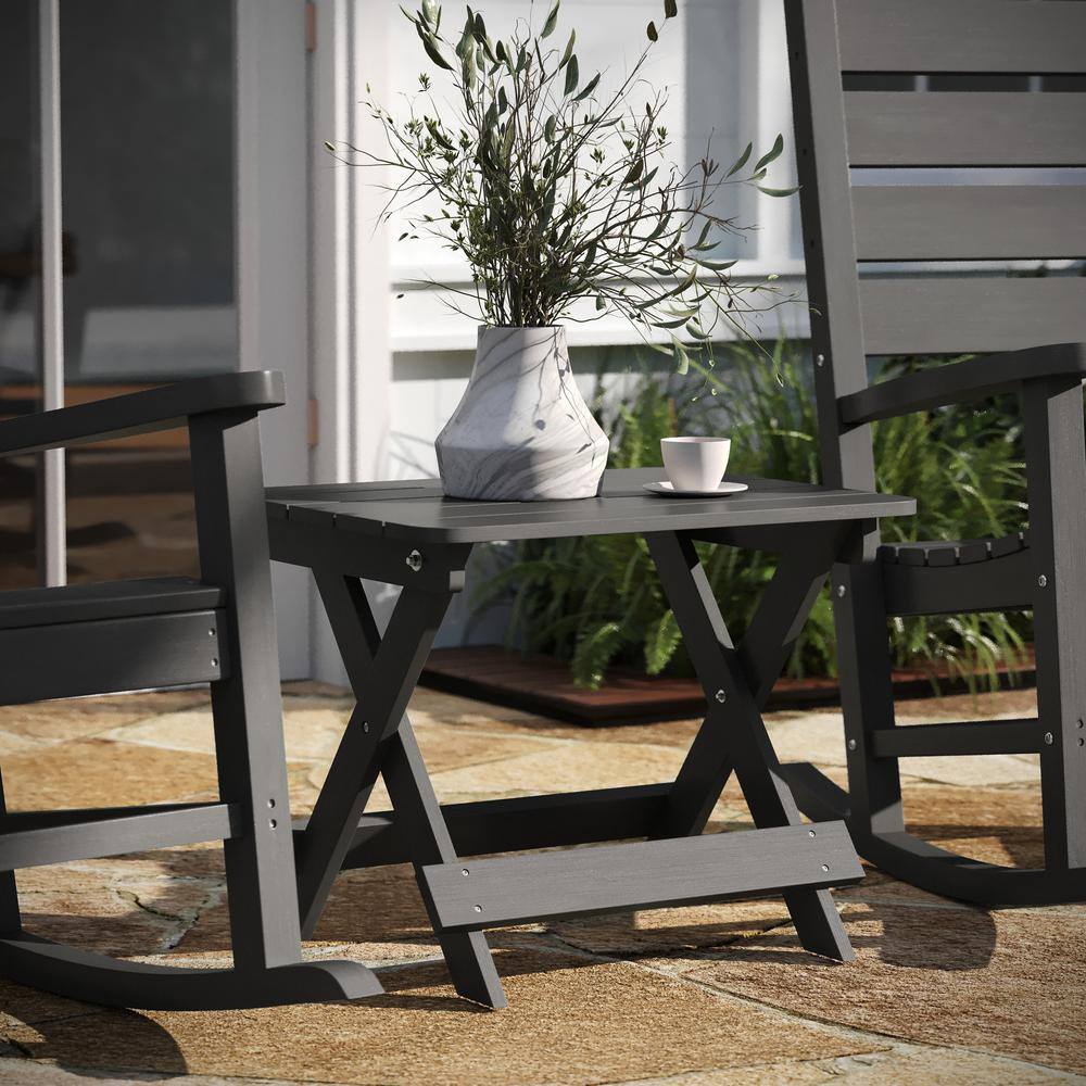 Gray HDPE Folding Adirondack Outdoor Side Table