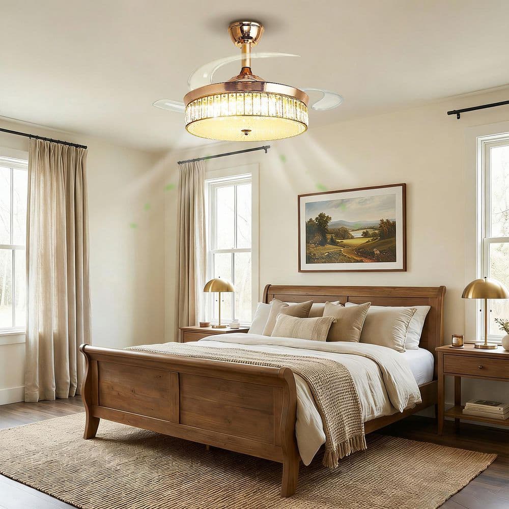 42 in. 38W 3-Blades Invisible Blade Ceiling Fan with Stepless Dimming, Copper Finish price history on PriceWatchPro