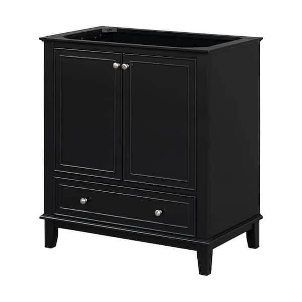 30 in. Freestanding Bath Vanity Cabinet without Top in Black, Adjustable Shelf and Removable Divider