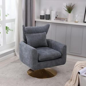 Gray Linen Classic Mid-Century 360° Swivel Accent Chair for Living Room Bedroom