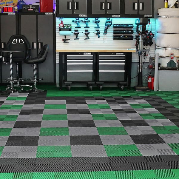 Interlocking Drainage Mat, 12 x 12 in. x 0.6 in. T Interlocking Cushion, Drainage Mats, Gray (12-Pieces, 12 sq. ft. )