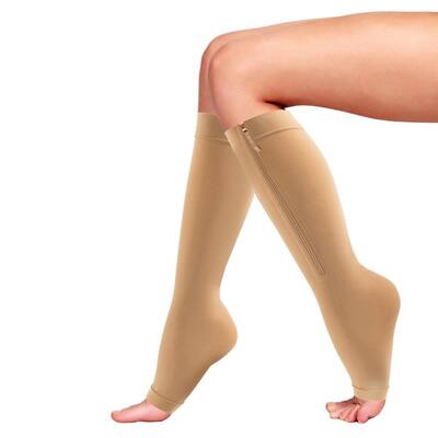 Medium Zipper Compression Socks in Tan