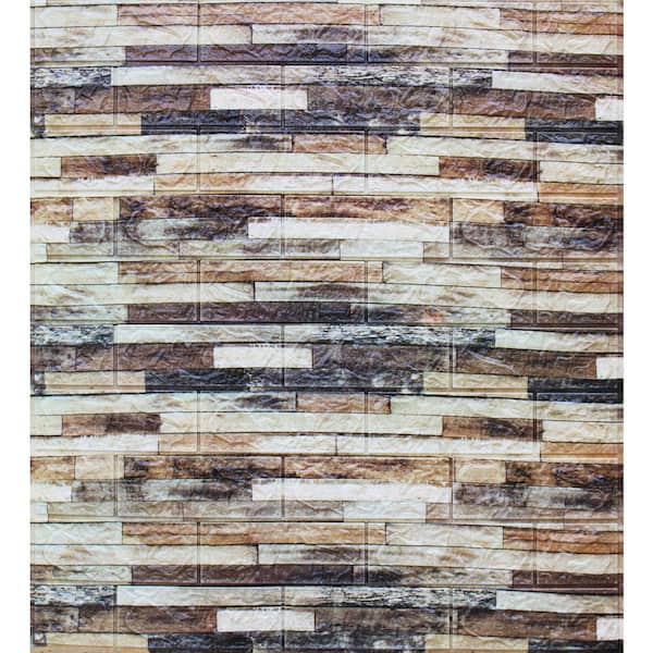 Dundee Deco Falkirk Markinch 27.6 in. x 30.3 in. Beige Black Brown PE Foam Peel and Stick 3D Decorative Wall Panel (10-Pack)
