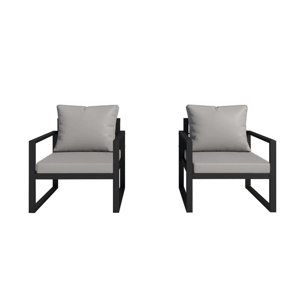 SERGA 2-Pieces Patio Furniture Set Outdoor Conversation Set with Gray Cushi