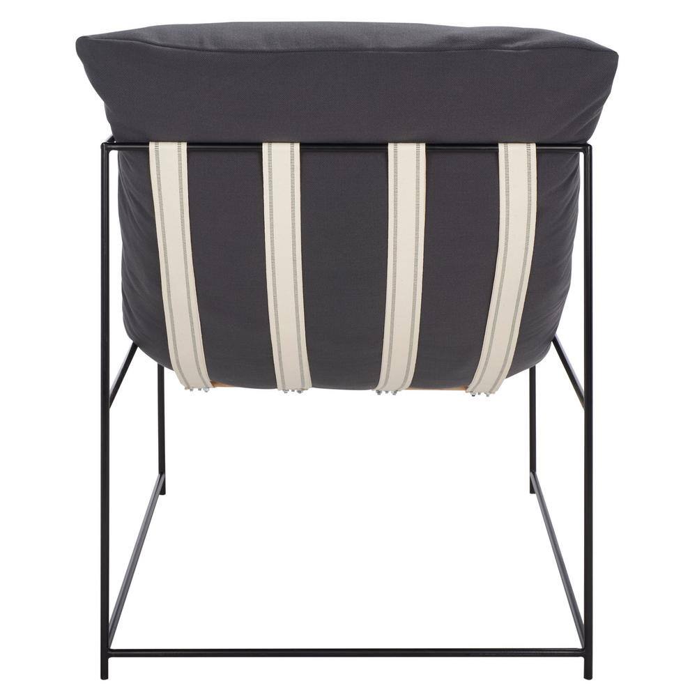 Portland Minimalist Gray Linen and Black Metal Accent Chair
