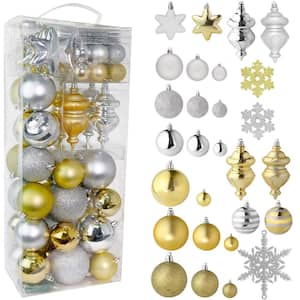 200 mm Gold Christmas Shatterproof Plastic Ball Ornament 6712GO - The Home  Depot