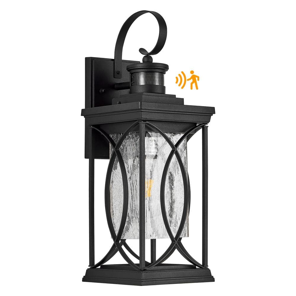 18 in. Black Motion Sensing Dusk to Dawn Hardwired Outdoor Wall Lantern Scone, IP65 Waterproof Exterior Lighting Fixture price history on PriceWatchPro
