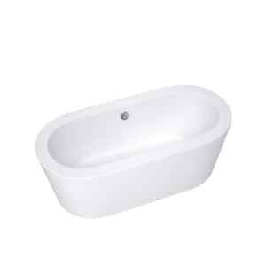 67.00 in. Acrylic Flatbottom Freestanding Non-Whirlpool Soaking Bathtub in White