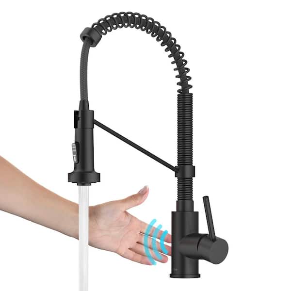 KRAUS Bolden Single Handle Pull-Down Sprayer Kitchen Faucet with Touchless Sensor in Matte Black