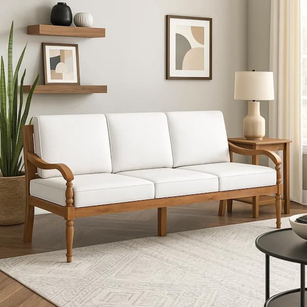 Savannah White Linen Outdoor Sofa with White Cushion