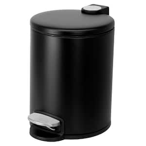 Small Round 5 L/1.3 Gal Pedal Trash Bin with Soft Close Lid in Matte Black