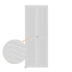 SOCBAZZAR 32 in. x 78.75 in. Full Panel Louvered Solid Core White