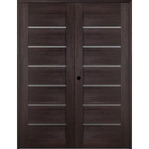 Vona 07-02 36 in.x 80 in. Right Hand Active 6-Lite Frosted Glass Veralinga Oak Wood Composite Double Prehung French Door
