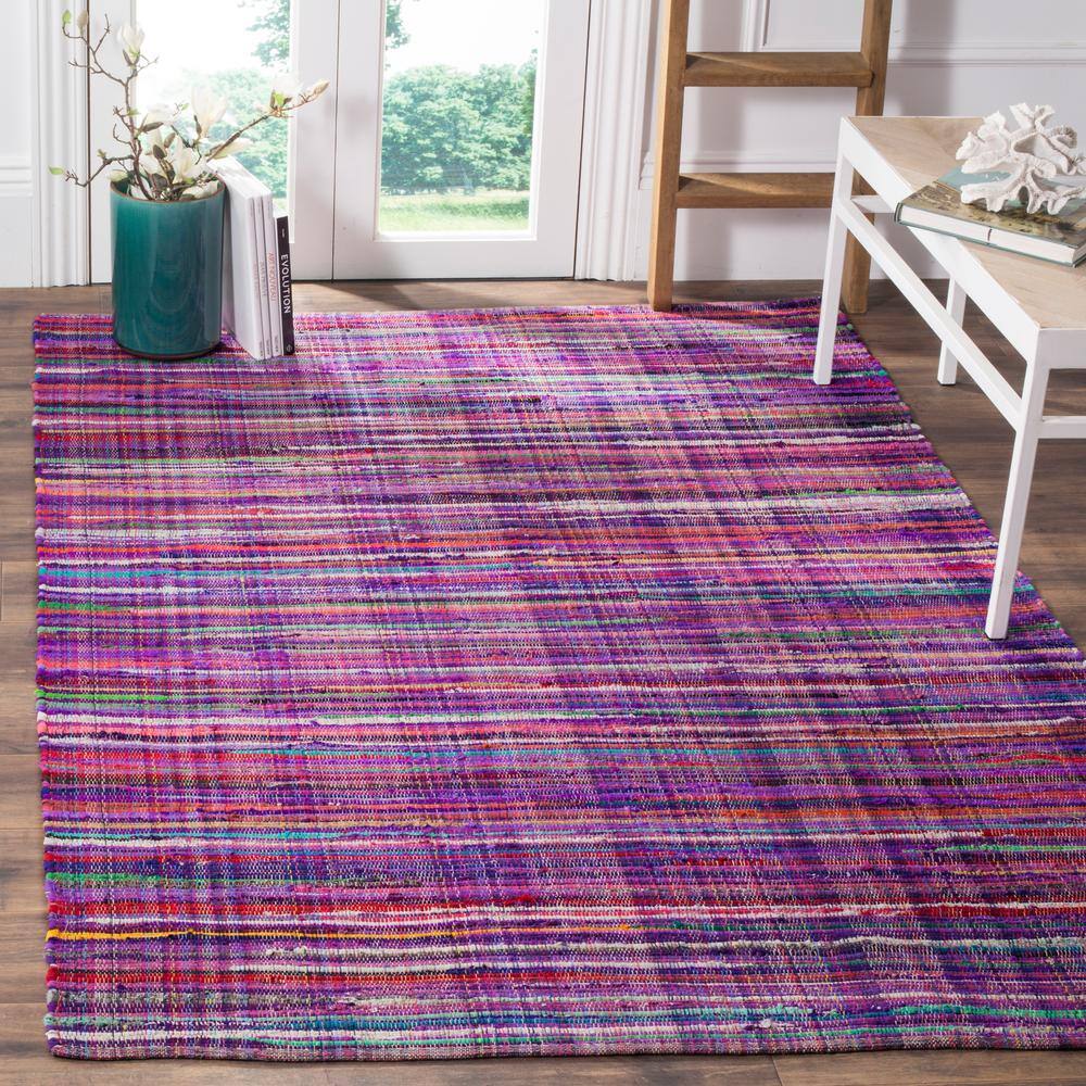 Handwoven Purple and Multicolor Cotton Flat Woven Area Rug
