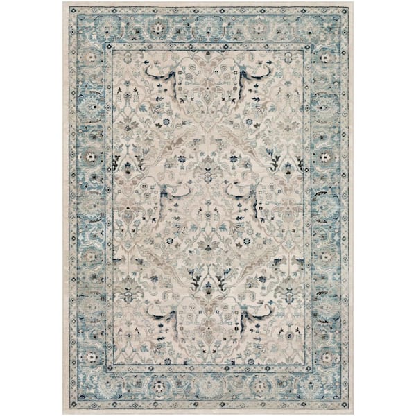 Livabliss Cairo Teal/Grey 7 ft. 10 in. x 9 ft. 10 in. Oriental Area Rug