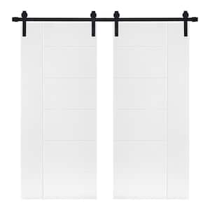 Double Modern Designed 48 in. x 84 in. MDF Panel White Painted Sliding Barn Door with Hardware Kit