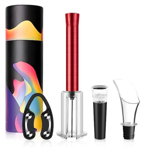 ABS Kitchen Wine Opener Set (Set of 4 Pieces) with Pump, Vacuum Stopper, Foil Cutter, Aerator Pourer
