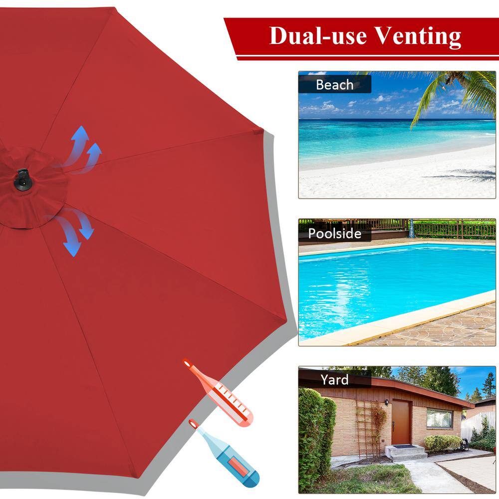 10ft Red Cantilever Patio Umbrella with Steel Frame