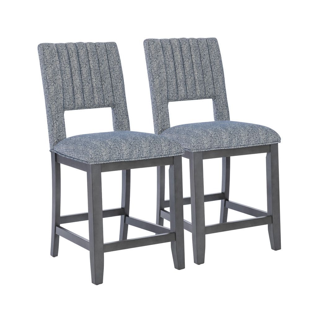 Jesey 25 in. Distressed Charcoal Gray High Back Wood Counter Stool with Fabric Seat Set of 2 price history on PriceWatchPro
