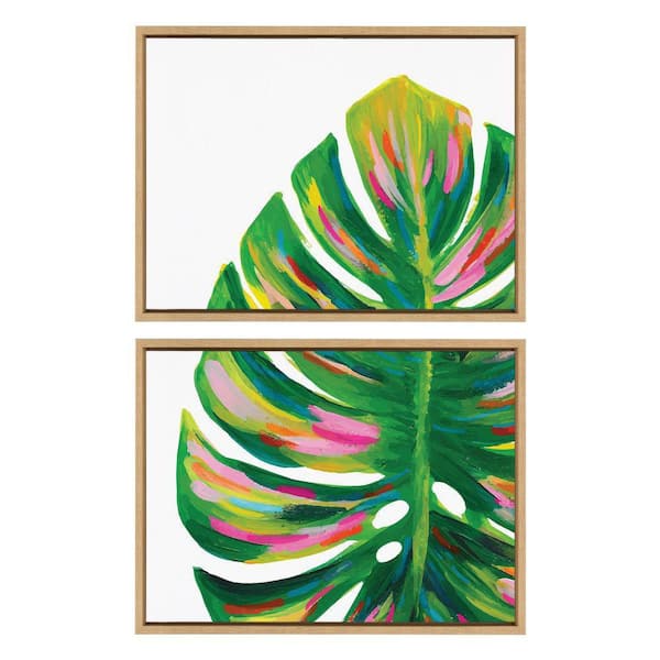 Kate and Laurel Sylvie "Monstera 1 and 2" by Jessi Raulet of Ettavee 2 Piece Framed Art Print 18 in. x 24 in.