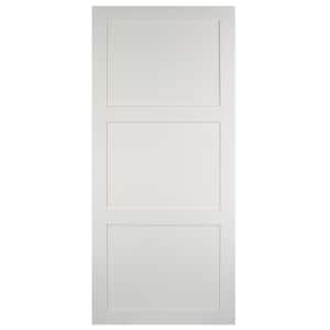 Expressions 37 in. x 84 in. 3-Panel Solid MDF White Primed Unfinished Barn Door Slab