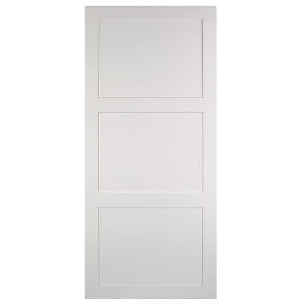 EVERMARK Expressions 37 in. x 84 in. 3-Panel Solid MDF White Primed Unfinished Barn Door Slab