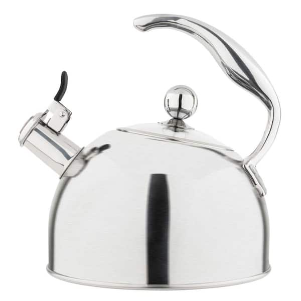 2.6 Qt. 10 Cups Stainless Steel Whistling Kettle with 3-Ply Base, Satin Finish