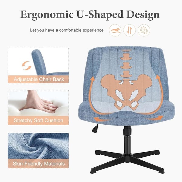 FENBAO Fabric Padded Height Adjustable Wide Seat Ergonomic