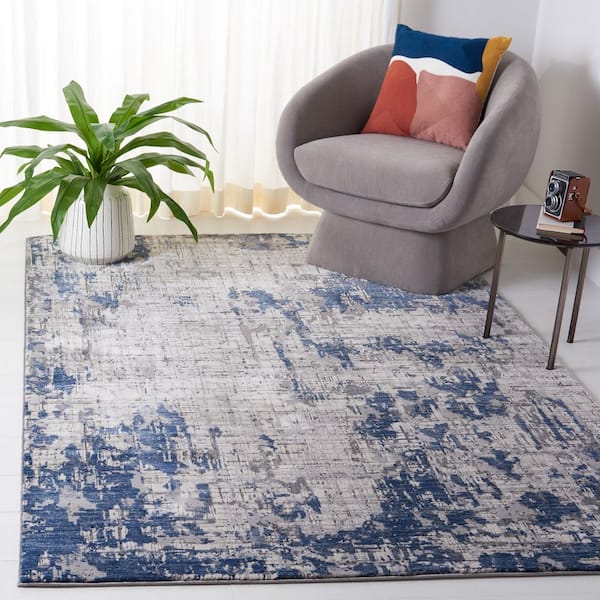 Meadow 7 ft. x 9 ft. Ivory Gray/Blue Abstract Area Rug