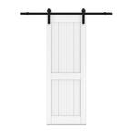 30 in. x 84 in. White H Design MDF Interior Sliding Barn Door with Hardware Kit