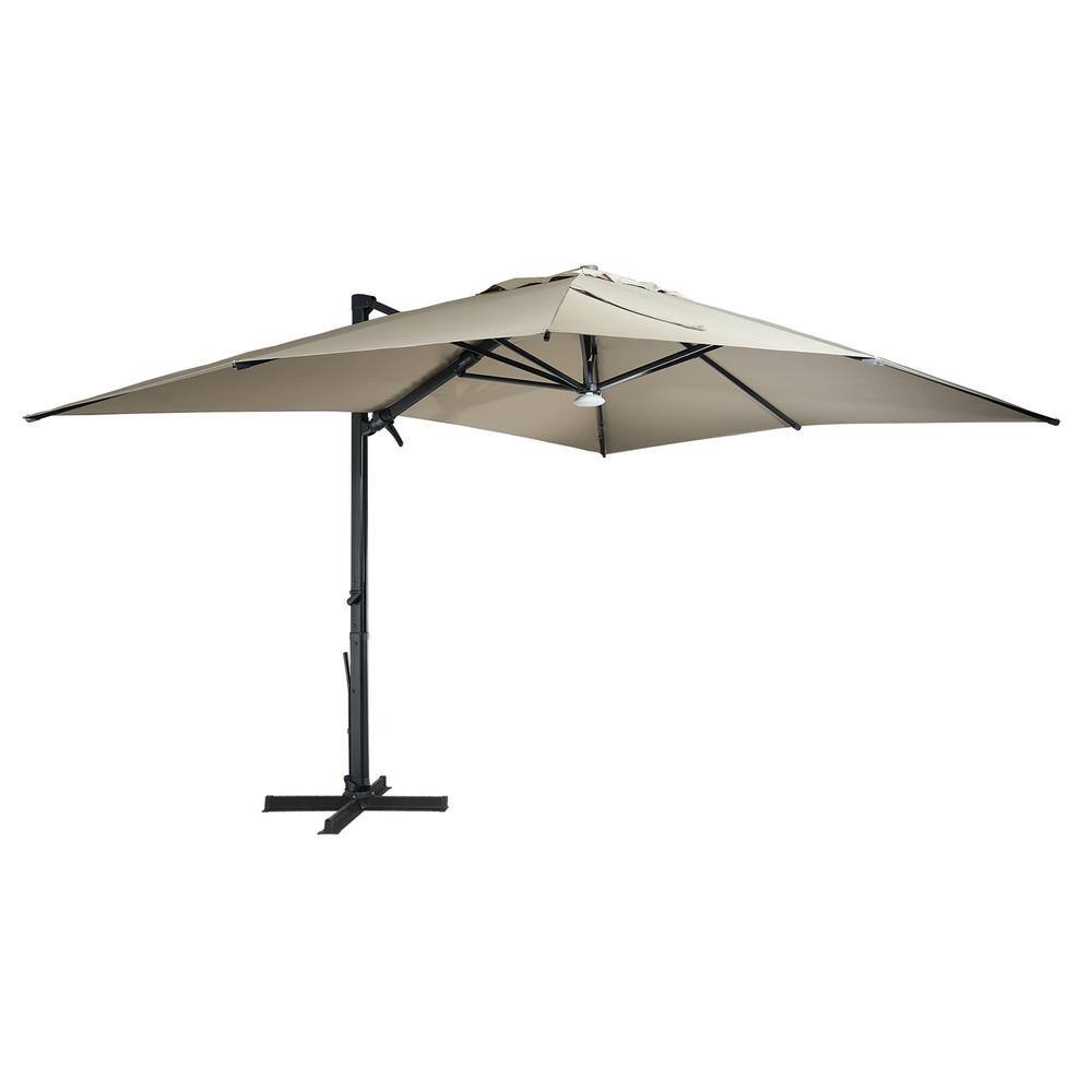 10x13 ft. 360° Rotation Square Cantilever Patio Umbrella with Bluetooth Speaker and LED Light in Taupe price history on PriceWatchPro