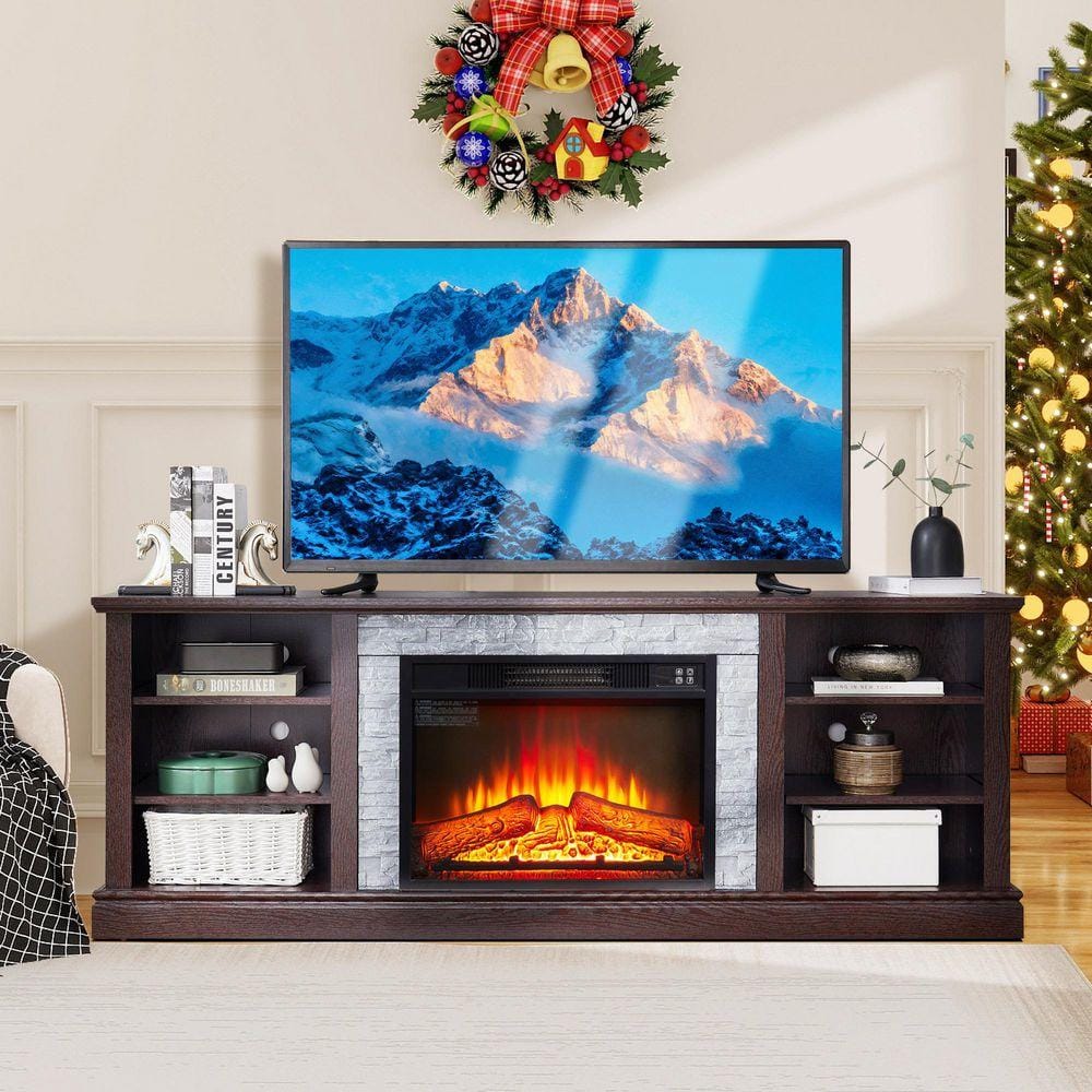 ToolCat 70 in. Freestanding Electric Fireplace TV Stand with 23 in