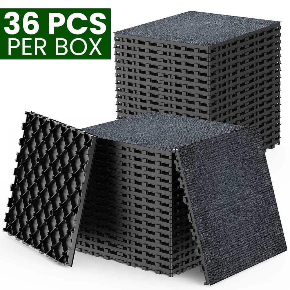 1 ft. x 1 ft Gray Patio Deck Tiles, DIY Module Interlocking Decking Carpet, Easy and Quick Installation (36-Pack) price history on PriceWatchPro