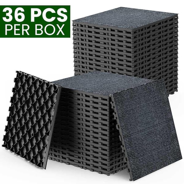 Afoxsos 1 ft. x 1 ft Gray Patio Deck Tiles, DIY Module Interlocking Decking Carpet, Easy and Quick Installation (36-Pack)