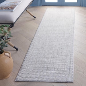 Martha Stewart Gray/Ivory 2 ft. x 8 ft. Muted Solid Color Striped Runner Rug