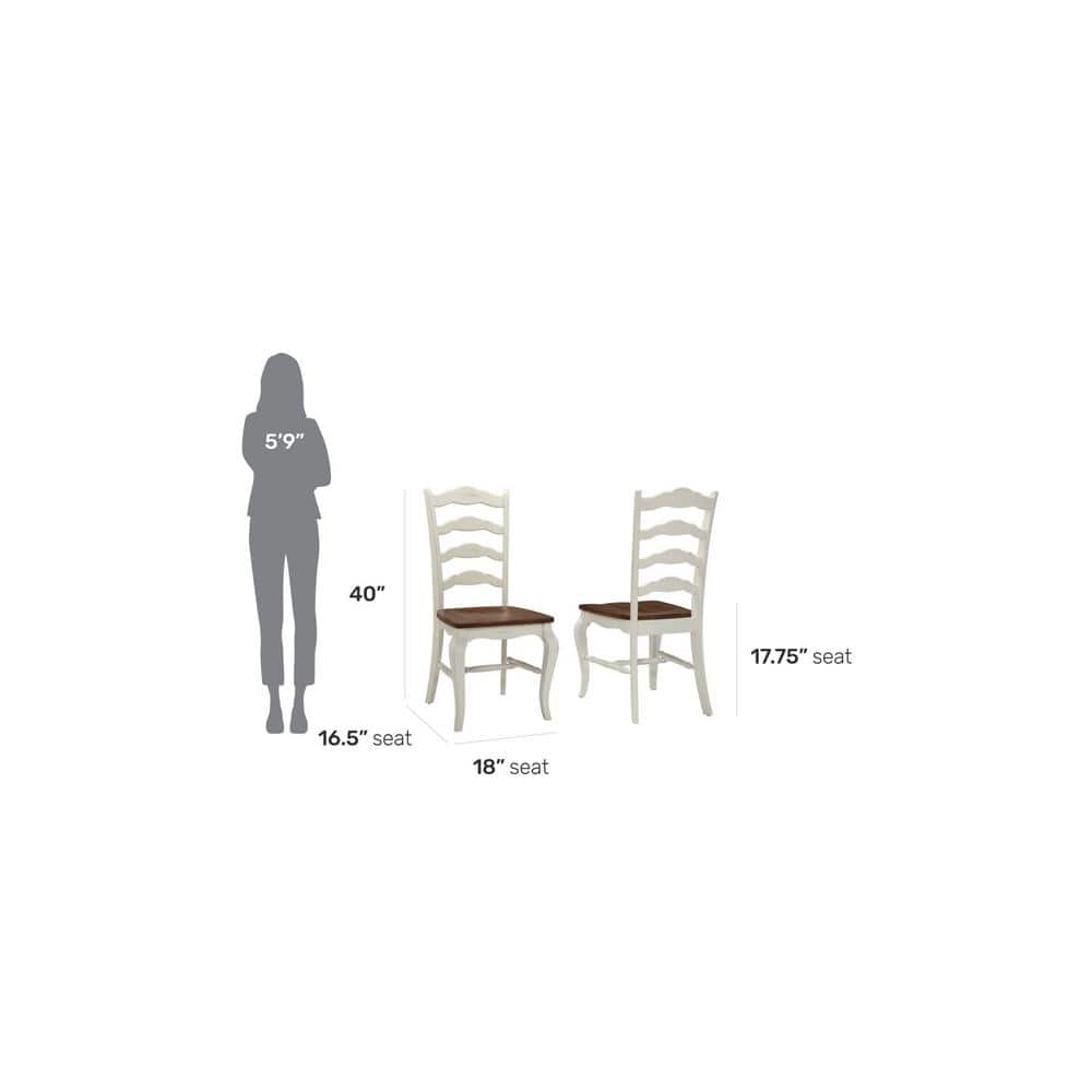 High Ladderback Oak and Rubbed White Side Chair