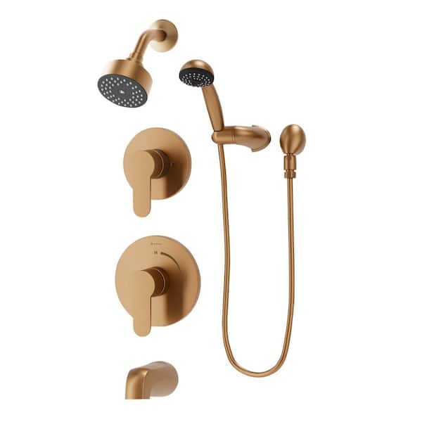 Symmons Identity 2-Handle Tub and Shower Faucet Trim Kit with Hand Shower in Brushed Bronze