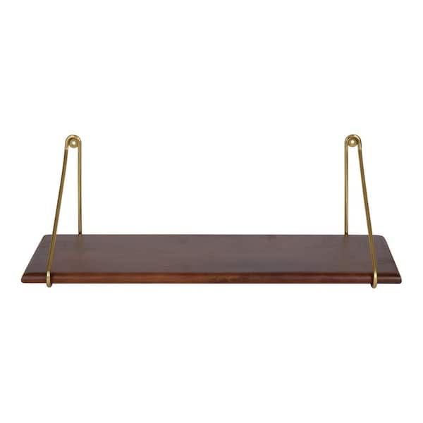 Kate and Laurel Palone 8.00 in. x 24.00 in. x 8.00 in. Walnut Brown Wood Floating Decorative Wall Shelf without Brackets