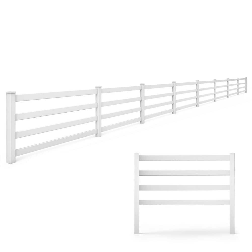Fence Panel Set Fencer Wire 5 ft. x 8 ft. Split Rail Flat Top Flat Vinyl Fence Panel ...