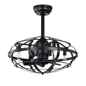 20.60 in. Industrial Black Indoor Ceiling Fan Light with Timmer and Adjustbale Height