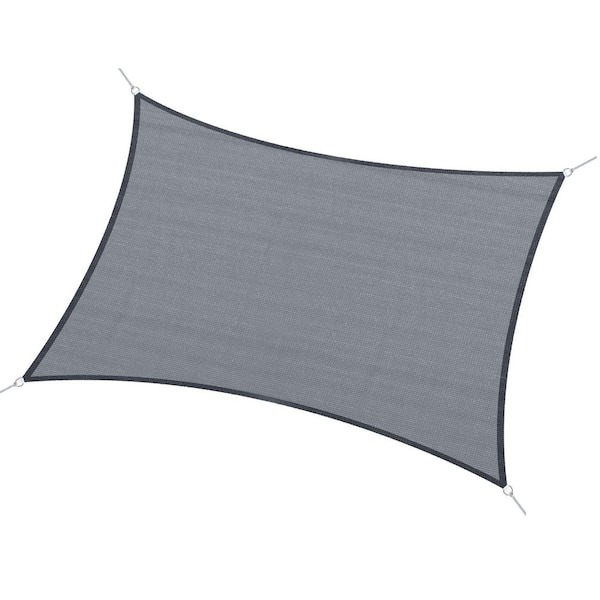 13 ft. x 20 ft. Gray Rectangle Sun Shade Sail Canopy, Outdoor Shade Sail Cloth with D-Rings & Rope for Patio Deck Yard