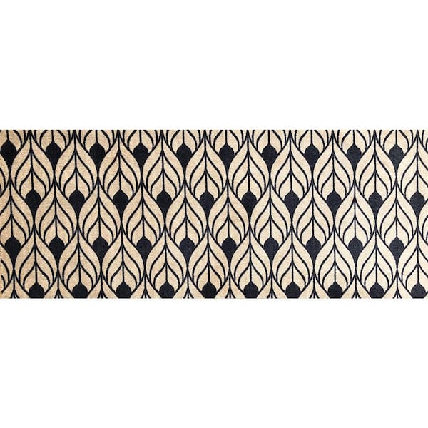 Taupe and Gray 2 ft. 3 in. x 6 ft. 3 in. Runner Tulle Washable Floor Mat Area Rug