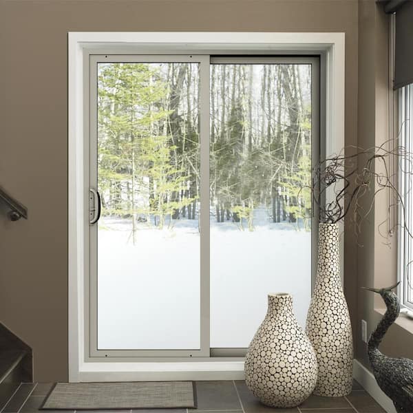 72 in. x 80 in. V-4500 White Vinyl Left-Hand Full Lite Sliding Patio Door