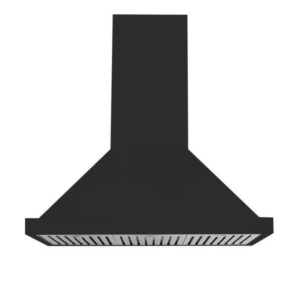 Hallman 36 in. 560 CFM Wall Canopy Ventilation Hood in Matte Graphite, Wall Mounted with Lights