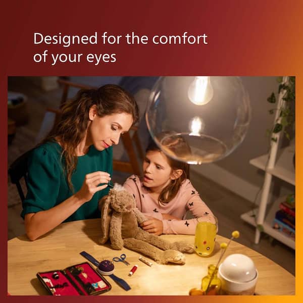 40-Watt Equivalent ST19 Straight Filament Dimmable E26 Vintage Edison LED Light Bulb EyeComfort 2000K Amber (2-Pack)