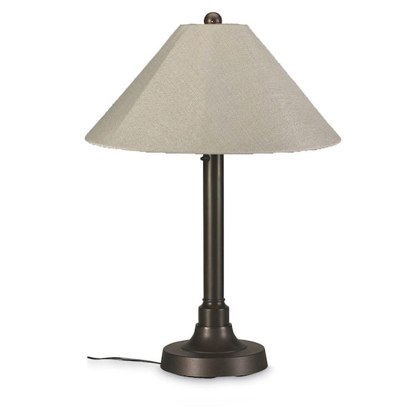 San Juan 34 in. Bronze Outdoor Table Lamp with Antique Beige Shade Medium